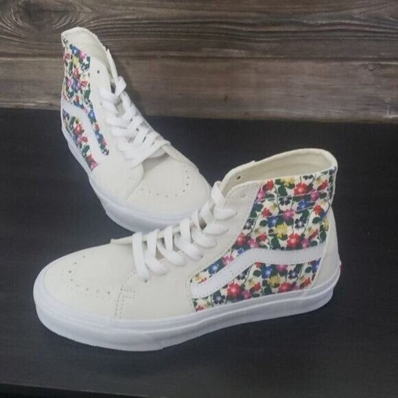 New Vans Sk8 Hi Tapered Womens White Sneakers Size 9.5 High Tops Bloomcore - Picture 2 of 9